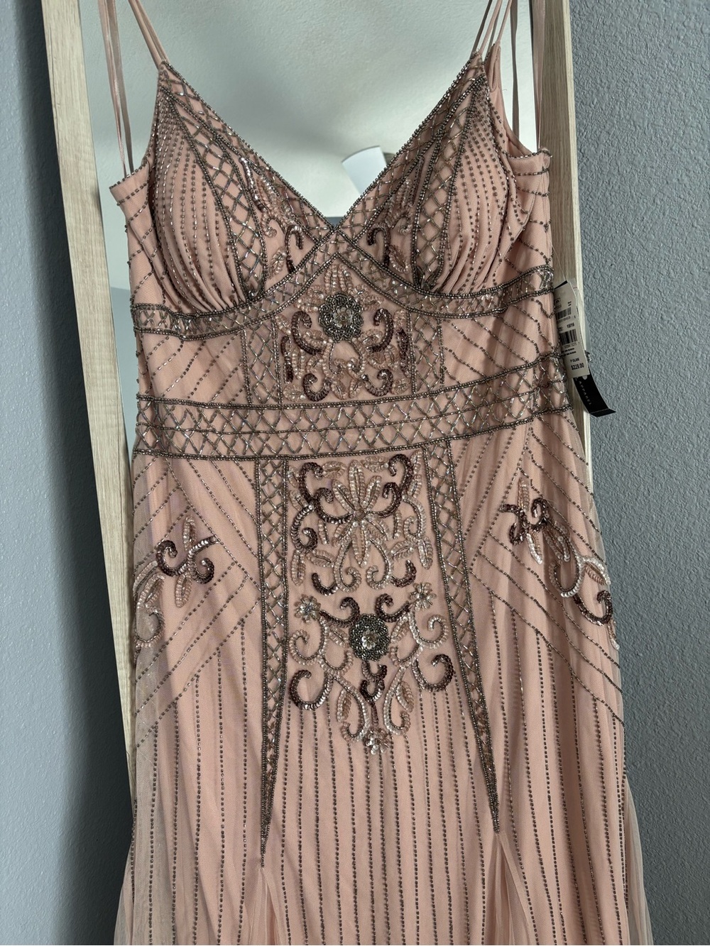 Macy's Blush Pink Beaded Embellished Maxi Dress - Picture 3 of 10